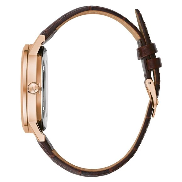 Bulova Men's Classic Automatic Skeleton Brown Leather Strap Watch - Picture 4 of 5